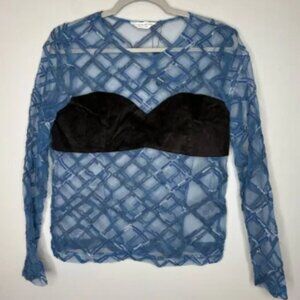 Vivienne Hu Sheer Cross Stitching Top NWT